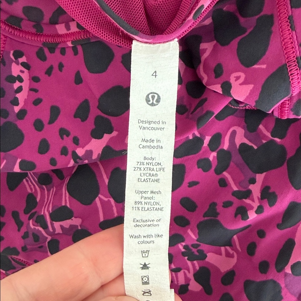 Lululemon Size 4 Sculpt Tank CTMP/MGPR Cheetah Camo Magenta Purple Multi - Picture 3 of 3